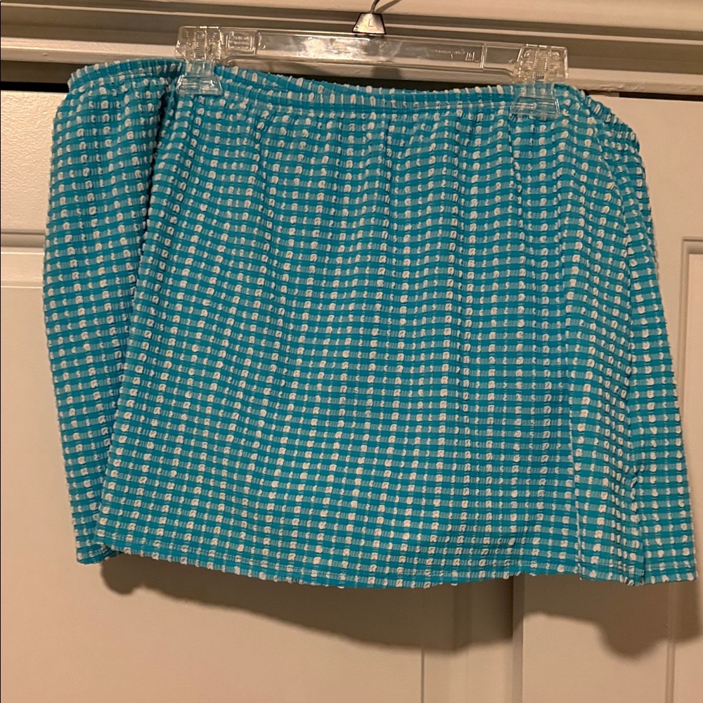 Lane Bryant Turquoise Checkered Swim Skirt